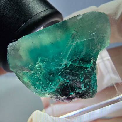 Cube de fluorite fantôme transparente parquetée, vert Okorusu, Namibie 25 x 20 x 19 mm 
