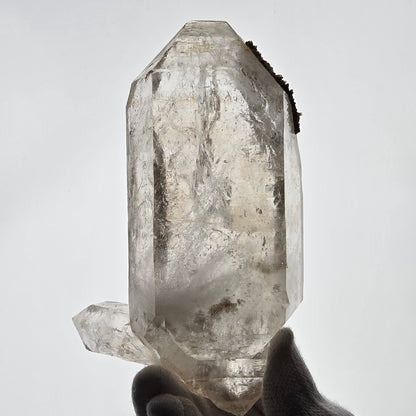 Quartz fumé squelette Enhydro DT, calcite UV, 3x Bubble Valentine Pocket Namibie 121 x 76 x 35 mm 