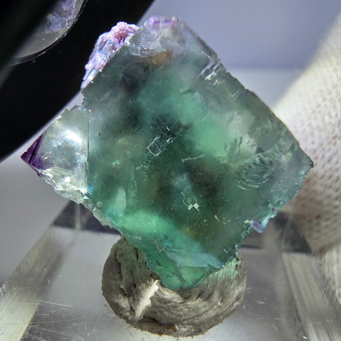 Seltener Phantom Fluorit Würfel, zonal, parkettiert Okorusu, Namibia 24*21*14mm