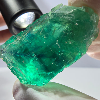 Spécimen de cube de fluorite fantôme transparente, vert parqueté, Okorusu, Namibie, 50 x 30 x 22 mm 