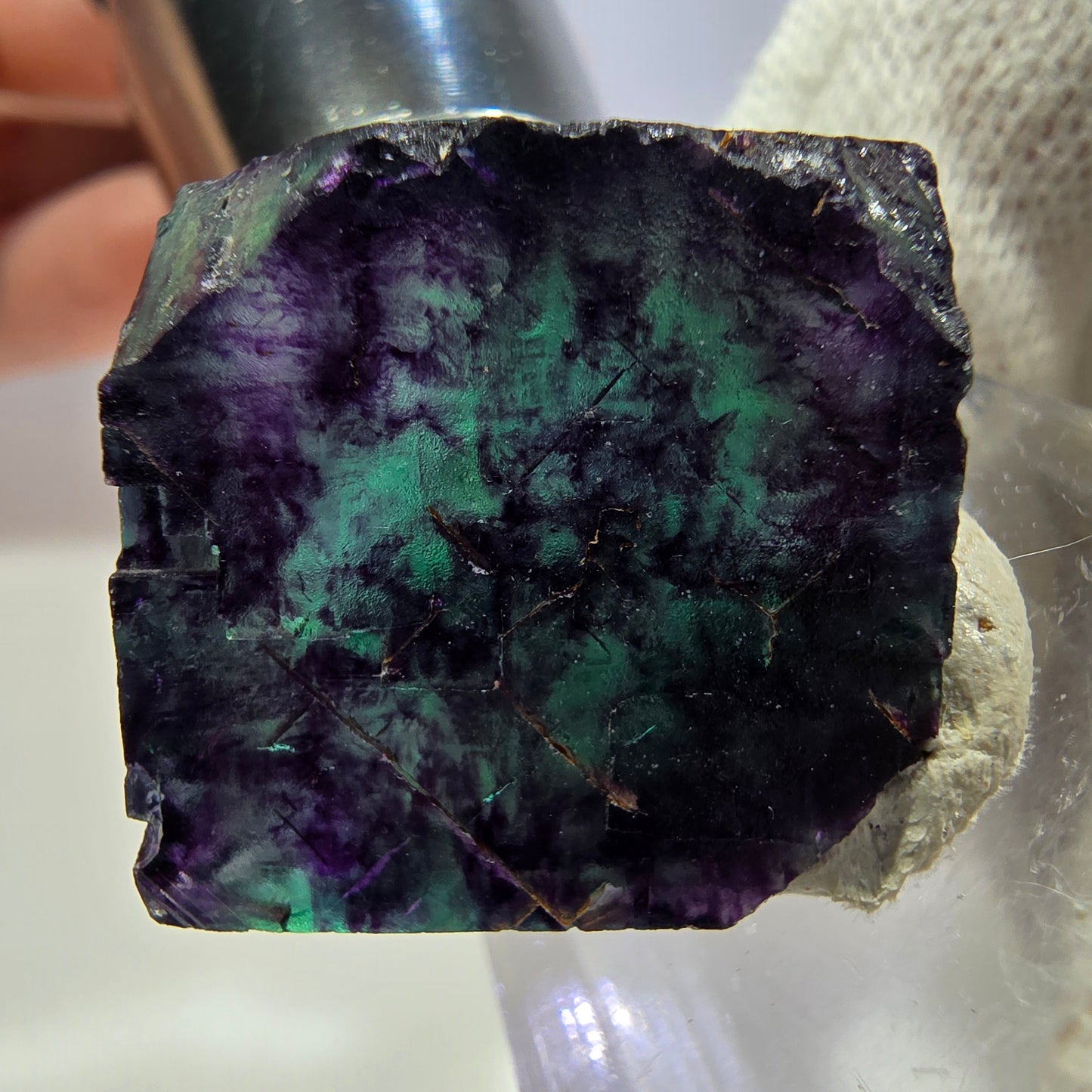 Clear Phantom Fluorite Cube Specimen zonal green purple Okorusu, Namibia 30*27*19mm 