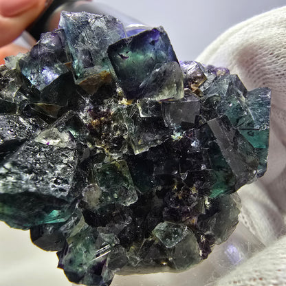 Clear Phantom Fluorite Cube Specimen zonal green purple Okorusu, Namibia 60*39*24mm 
