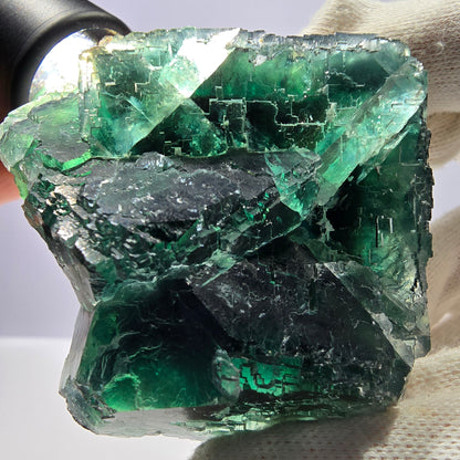 Cube de fluorite fantôme parqueté vert violet Okorusu Namibie 65*61*37mm 