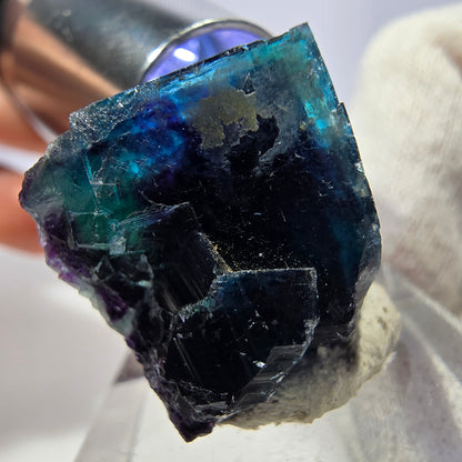 Spécimen de cube de fluorite fantôme, zonal – Nouvelle découverte ! Okorusu, Namibie, 31 x 21 x 19 mm 