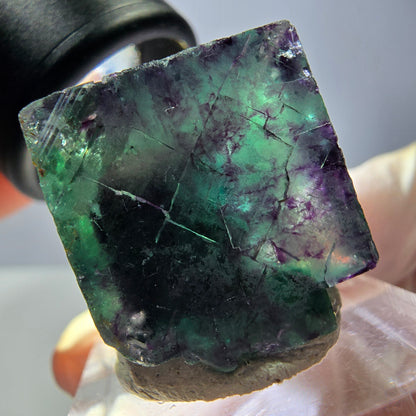 Phantom Fluorite cube parquetted, green purple Okorusu, Namibia 22*21*20mm 