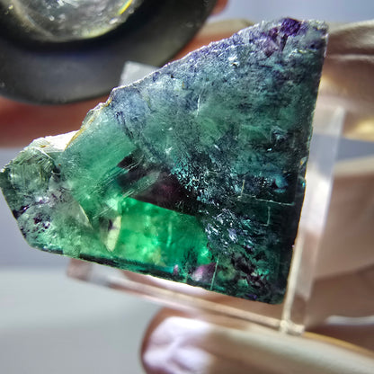 Phantom Fluorit Würfel Stufe, parkettiert grün lila Okorusu, Namibia 22*21*20mm