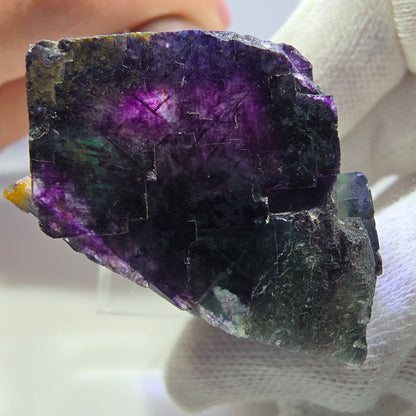 Klare Phantom Fluorit Würfel Stufe zonal grün lila Okorusu, Namibia 46*31*33mm