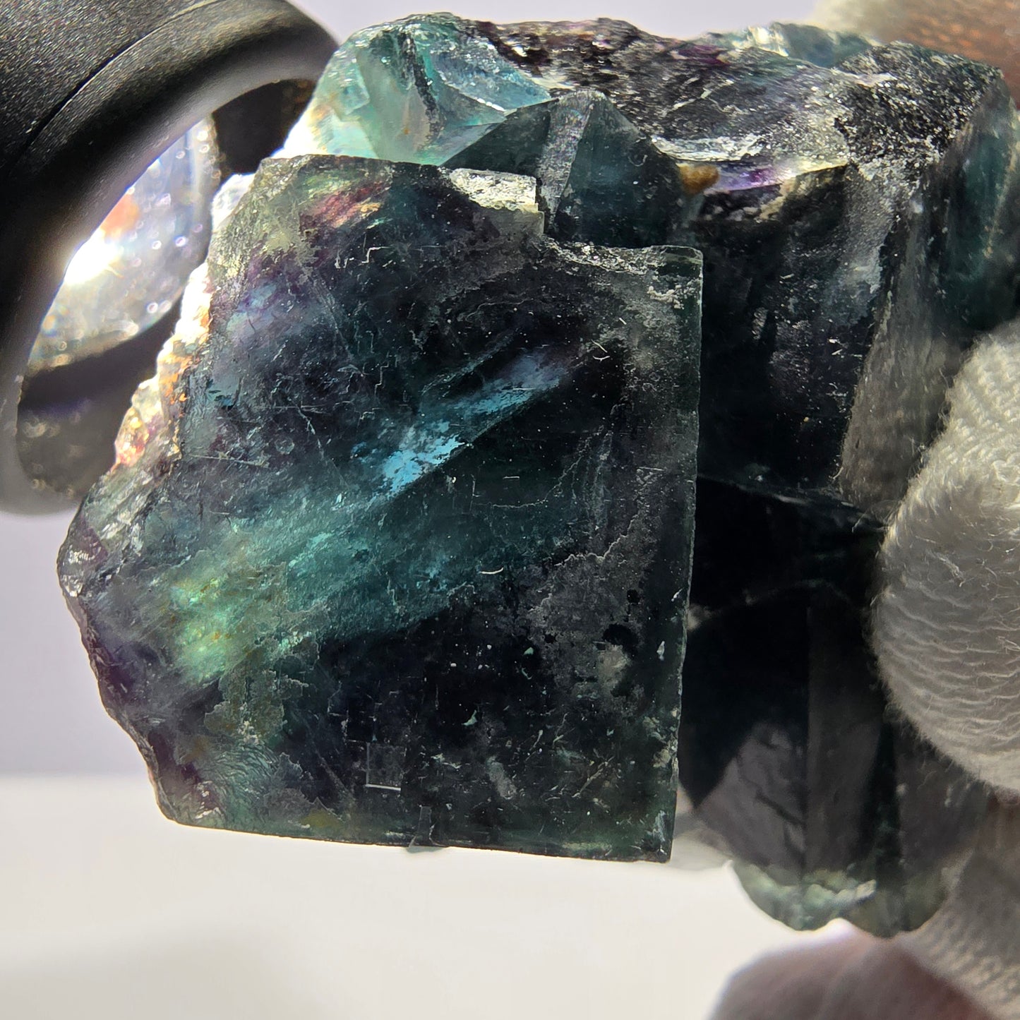 Seltene Phantom Fluorit Würfel Stufe, zonal - Neuer Fund! Okorusu Namibia 67*48*28mm
