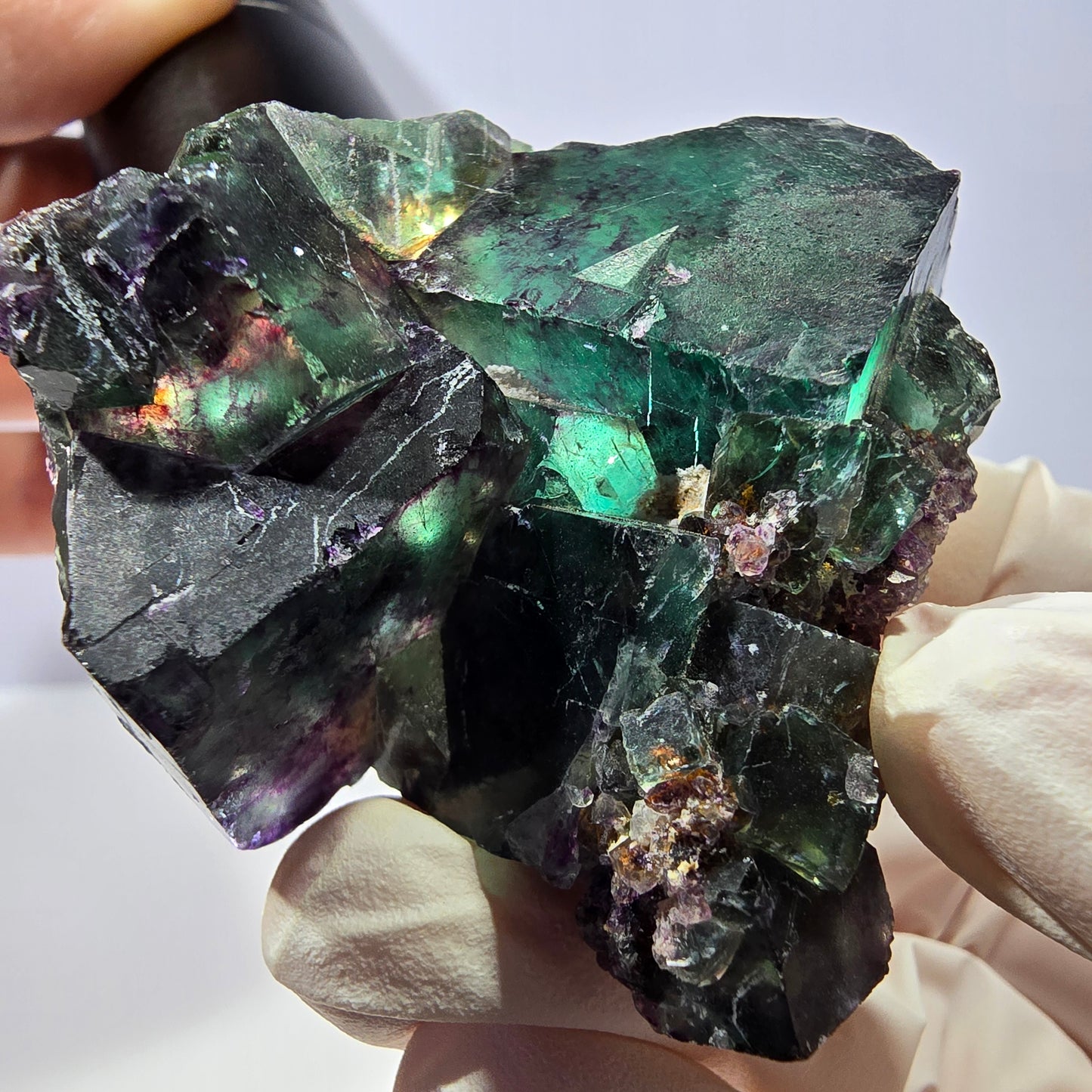 Spécimen de cube de fluorite fantôme, parqueté vert violet Okorusu, Namibie 56*43*28 mm 