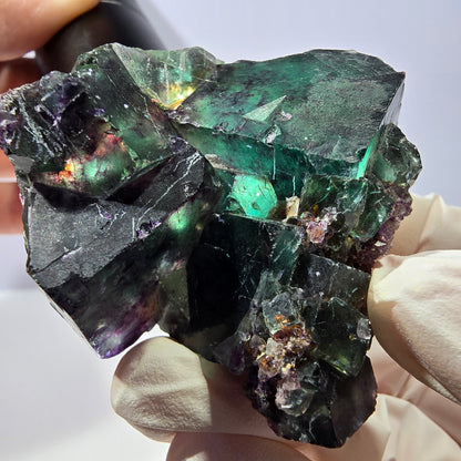 Spécimen de cube de fluorite fantôme, parqueté vert violet Okorusu, Namibie 56*43*28 mm 