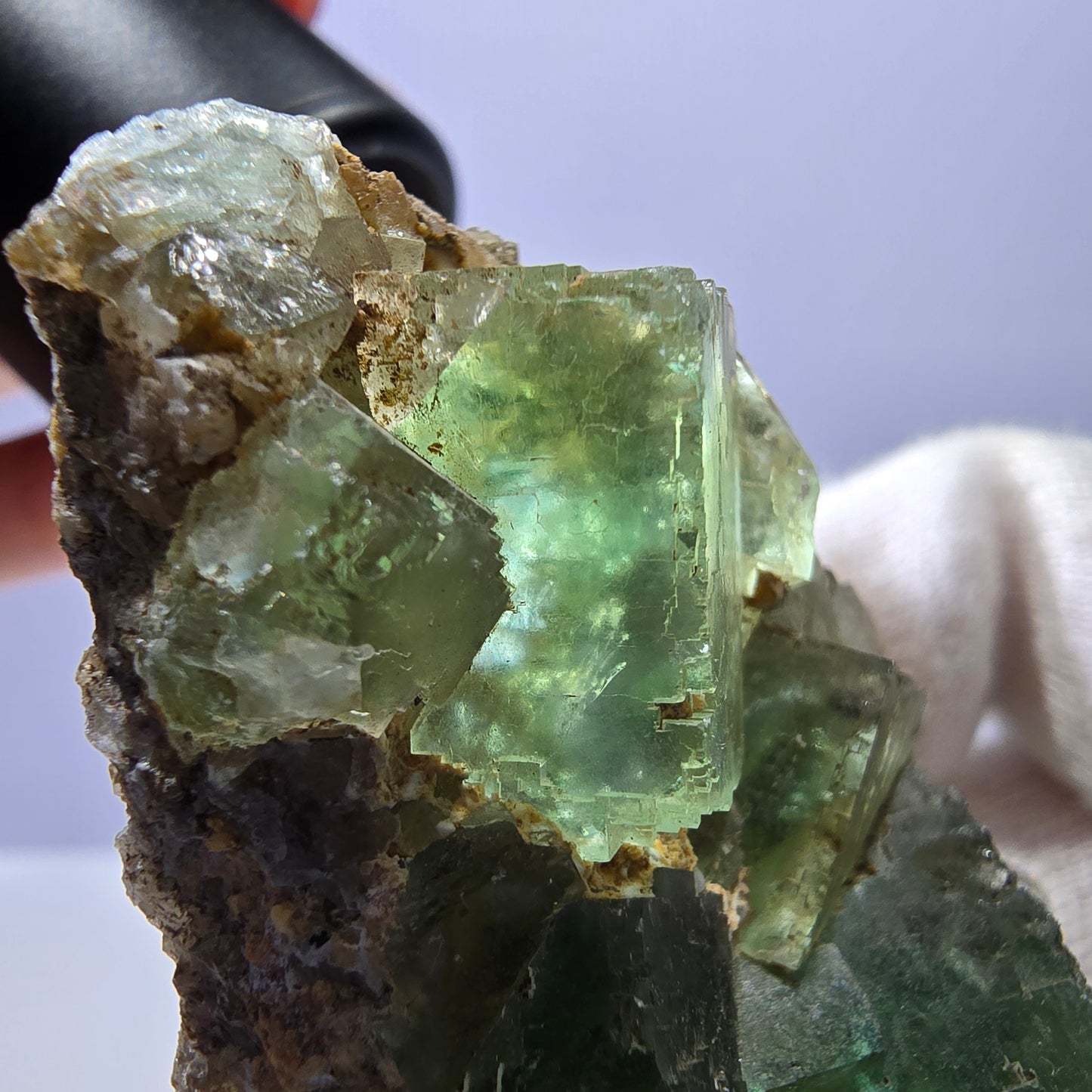 Rare spécimen de cube de fluorite fantôme, parqueté vert Okorusu, Namibie, 73 x 46 x 25 mm 