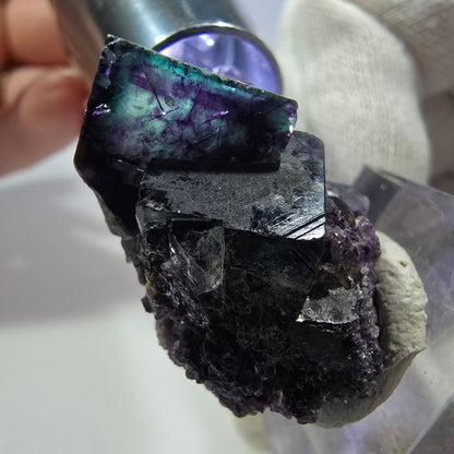 Klare Phantom Fluorit Würfel Stufe zonal grün lila Okorusu, Namibia 36*26*25mm