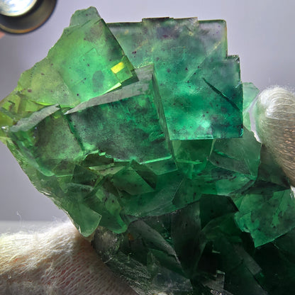 Spécimen de cube de fluorite fantôme, parqueté, Okorusu zonal, Namibie, 76 x 42 x 29 mm 