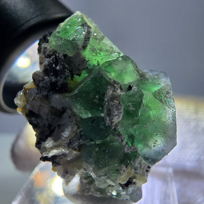 Fluorite fantôme, tourmaline Schörl, stade muscovite Erongo Namibie 31*20*25mm 