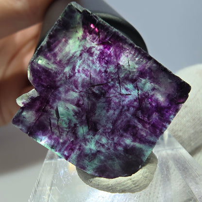Seltener Phantom Fluorit Würfel, zonal grün lila Okorusu, Namibia 28*28*13mm
