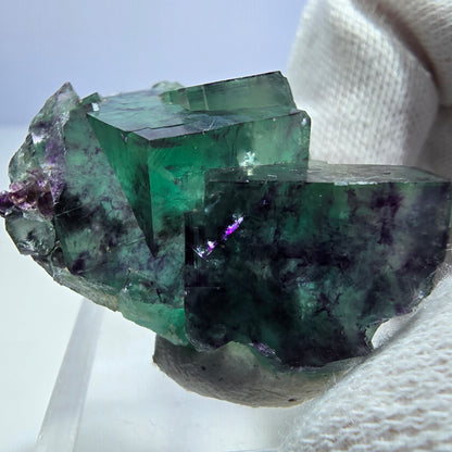 Seltene Phantom Fluorit Würfel Stufe zonal grün lila Okorusu, Namibia 36*27*17mm
