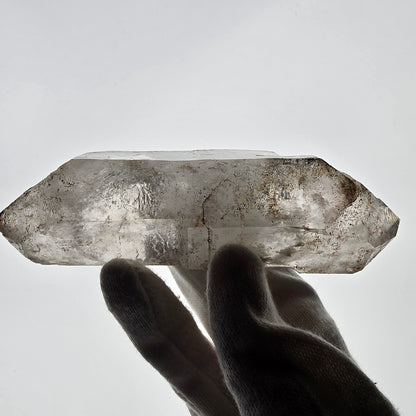 Quartz fumé squelette Enhydro DT UV Calcite, grosse bulle Valentine Pocket Namibie 134*45*37mm 