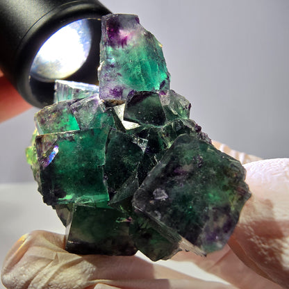 Spécimen de cube de fluorite fantôme, parqueté vert violet Okorusu, Namibie 51*39*24 mm 
