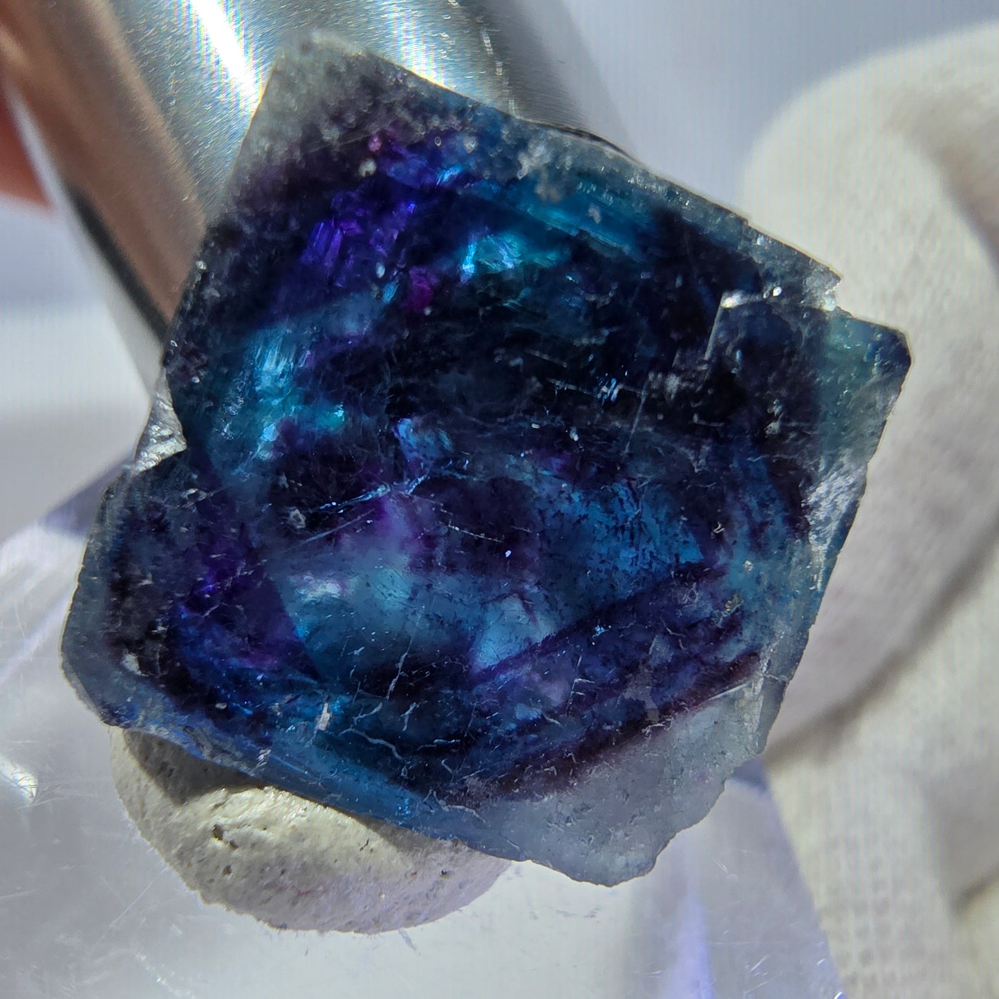 Spécimen de cube de fluorite fantôme, zonal – Nouvelle découverte ! Okorusu, Namibie, 21 x 21 x 14 mm 