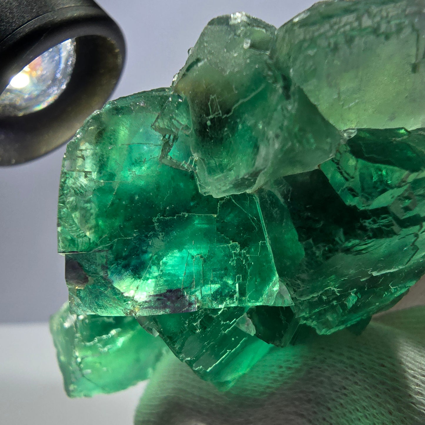 Rare spécimen de cube de fluorite fantôme, parqueté vert Okorusu, Namibie, 74 x 50 x 30 mm 