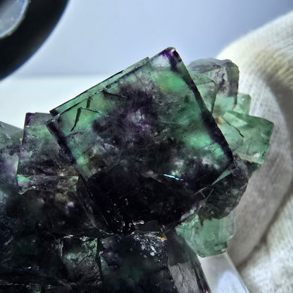 Rare Phantom Fluorite Cube Specimen zonal green purple Okorusu, Namibia 47*30*15mm