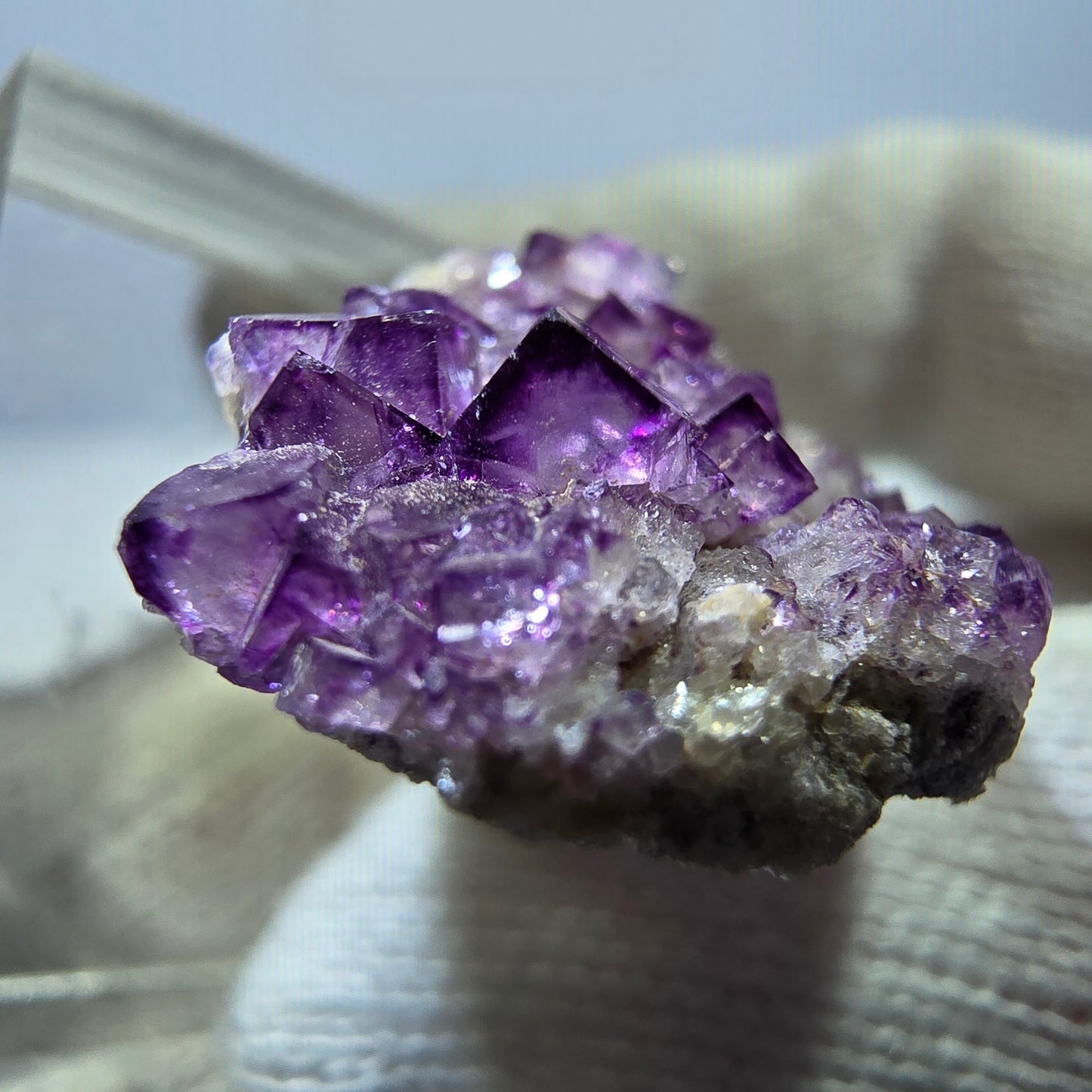 Rare spécimen de cube de fluorite fantôme violet zonal Okorusu, Namibie 31 x 20 x 11 mm 