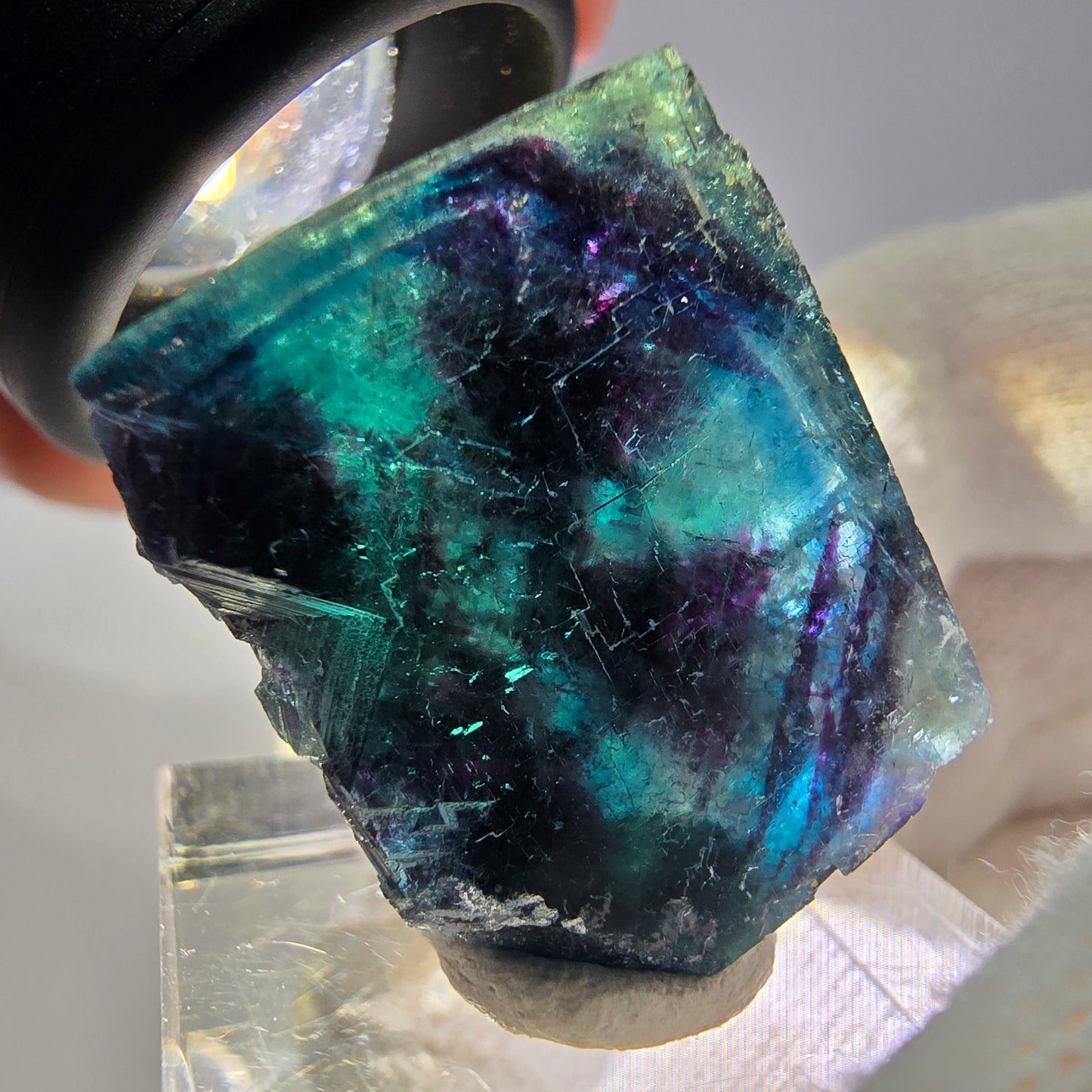 Spécimen de cube de fluorite fantôme, zonal – Nouvelle découverte ! Okorusu, Namibie, 30 x 28 x 14 mm 