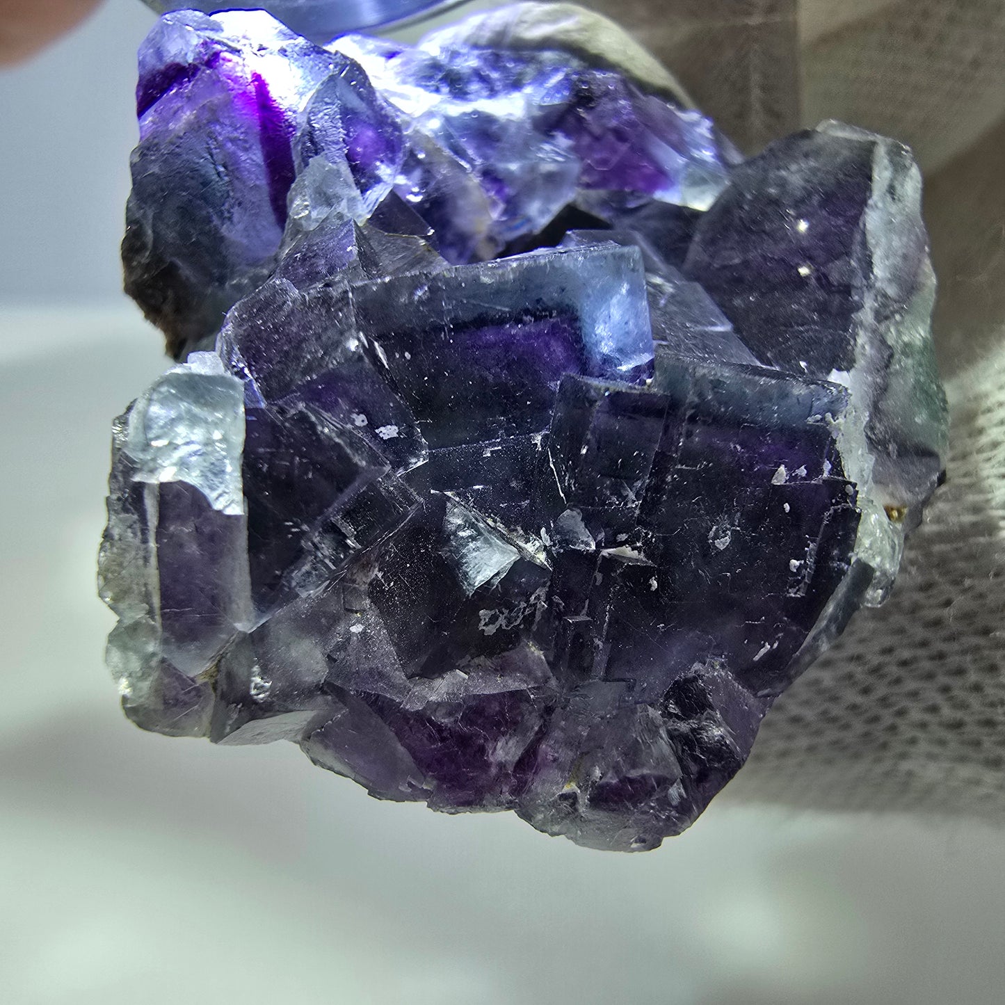 Klare Phantom Fluorit Würfel Stufe zonal grün lila Okorusu, Namibia 35*33*14mm