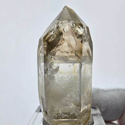 Enhydro Phantom Smoky Quartz Sceptre Tip 2x Bubble Goboboseb, Namibie 39*17*16mm 