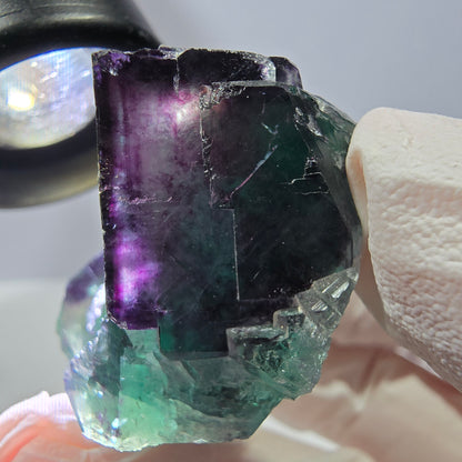Spécimen de cube de fluorite fantôme, parqueté vert violet Okorusu, Namibie 36*31*29 mm 