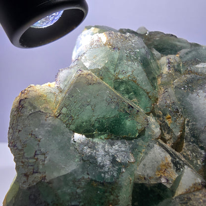 Cube de fluorite fantôme XL hexagonal à gradins zonal Erongo, Namibie 142 x 110 x 41 mm 