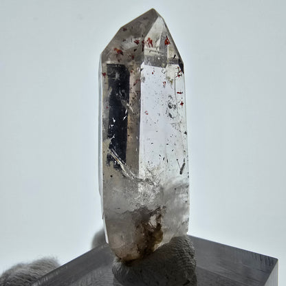 Quartz fumé fantôme Enhydro Harlequin, mine de calcite UV Streep, Namibie, 41 x 16 x 9 mm 