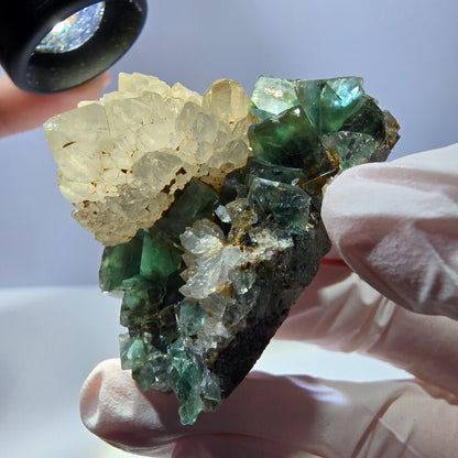 Rare cube de fluorite fantôme, spécimen de quartz vert Okorusu, Namibie, 52 x 37 x 35 mm 