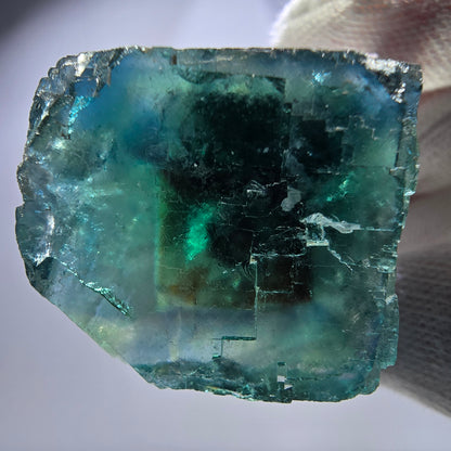 Phantom Fluorit Würfel, parkettiert grün braun Okorusu, Namibia 38*29*24mm