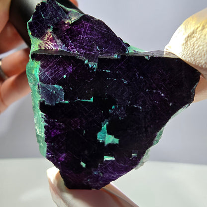 Spécimen de cube de fluorite fantôme vert violet zonal 11:11 Angel Pocket, Namibie 57*46*20mm 
