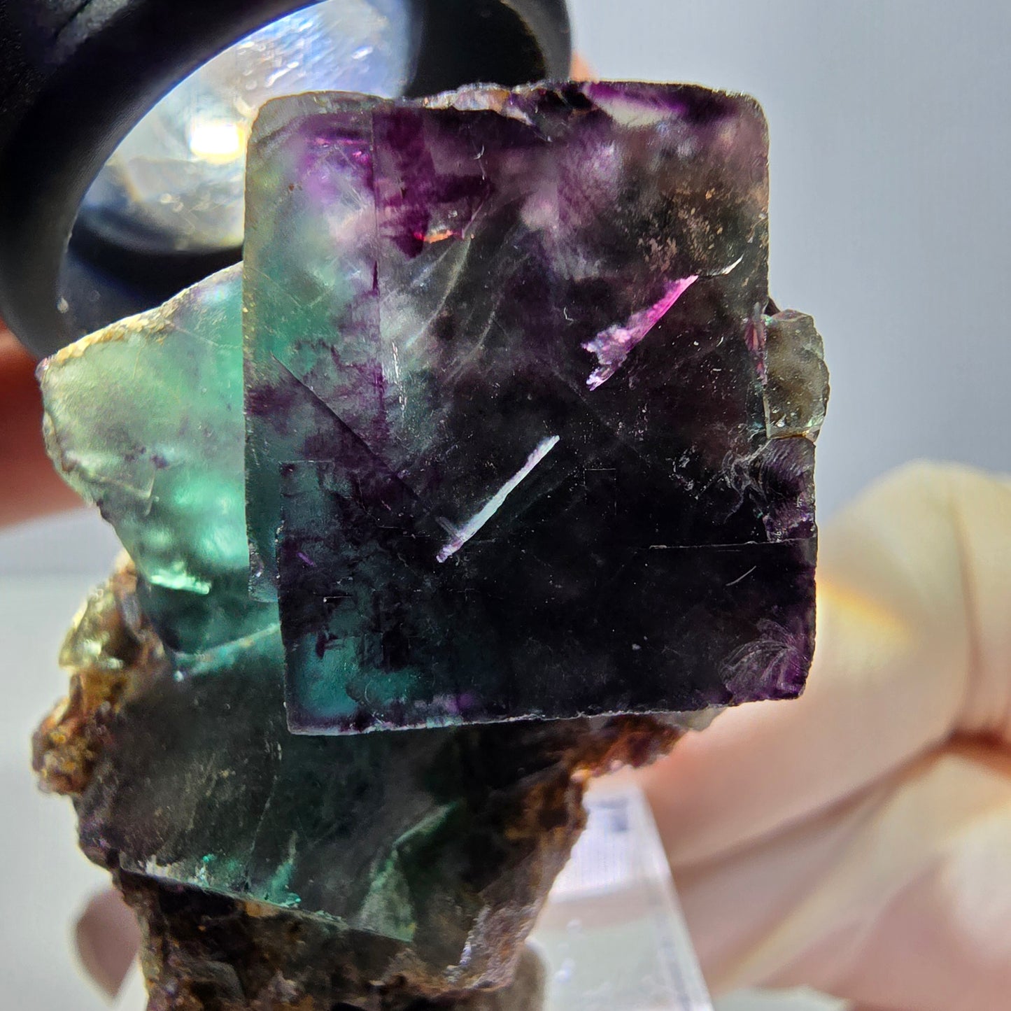 Phantom Fluorit Würfel Stufe, parkettiert grün lila Okorusu, Namibia 43*28*18mm
