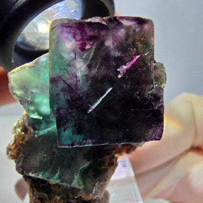 Phantom Fluorit Würfel Stufe, parkettiert grün lila Okorusu, Namibia 43*28*18mm