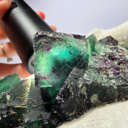 Große Phantom Fluorit Würfel Stufe parkettiert zonal Okorusu Namibia 100*47*36mm