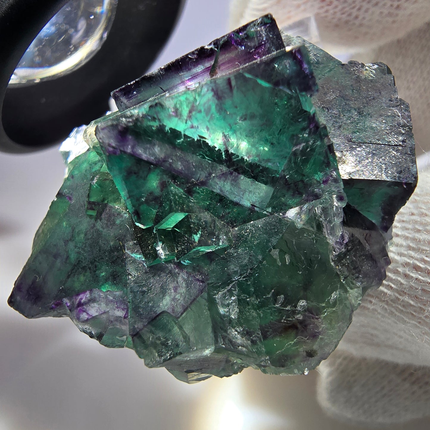 Seltene Phantom Fluorit Würfel Stufe zonal grün lila Okorusu, Namibia 40*36*22mm