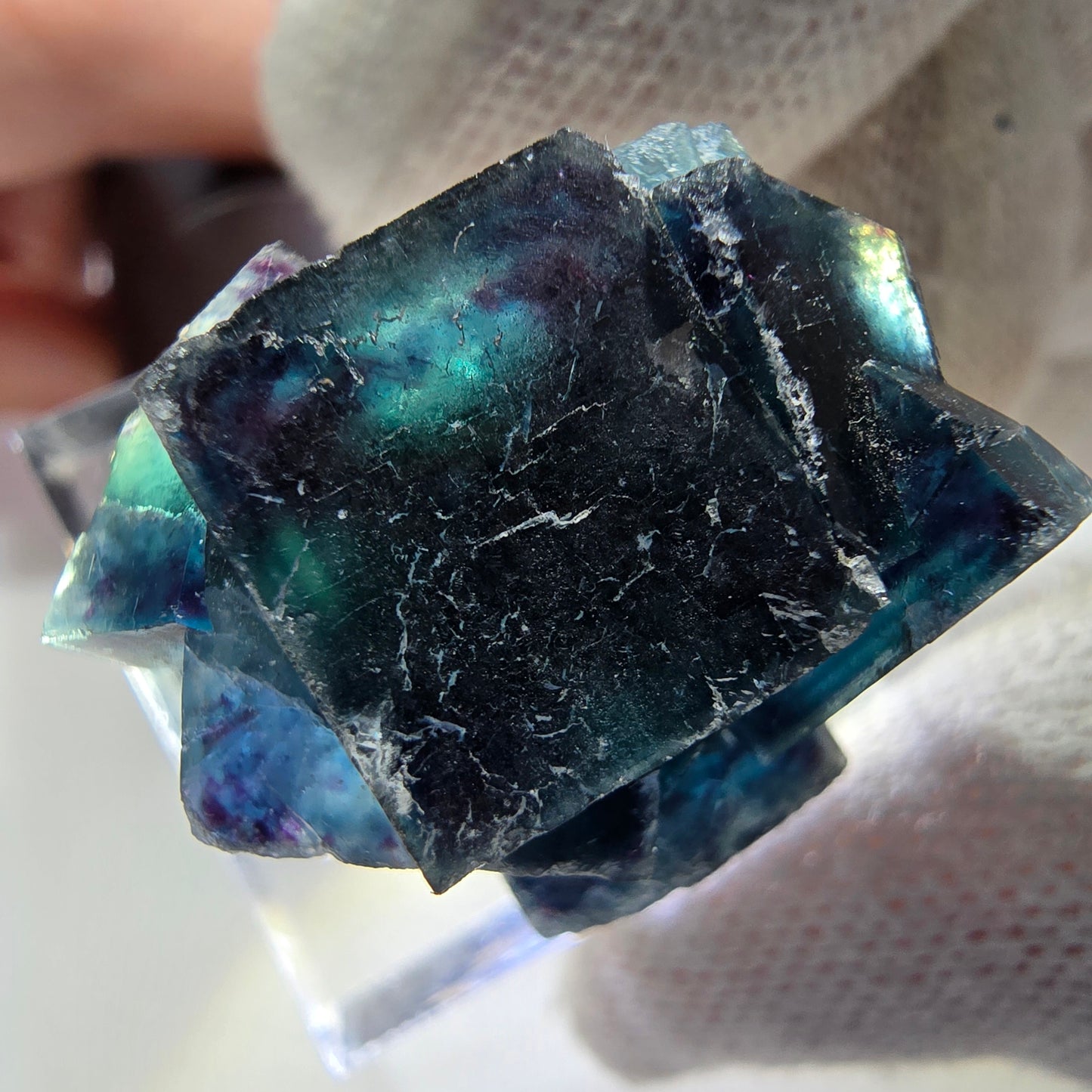 Phantom Fluorit Würfel Stufe, zonal - Neuer Fund! Okorusu, Namibia 29*28*17mm