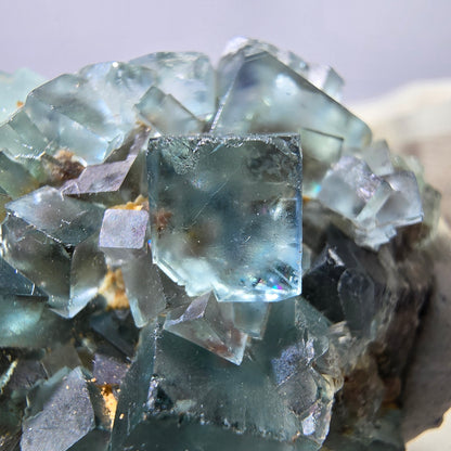 Rare spécimen de cube de fluorite fantôme, vert-brun, Okorusu, Namibie, 46 x 37 x 21 mm 