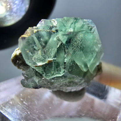 Phantom Fluorit Würfel, Muskovit Stufe grün lila Erongo, Namibia 23*17*16mm