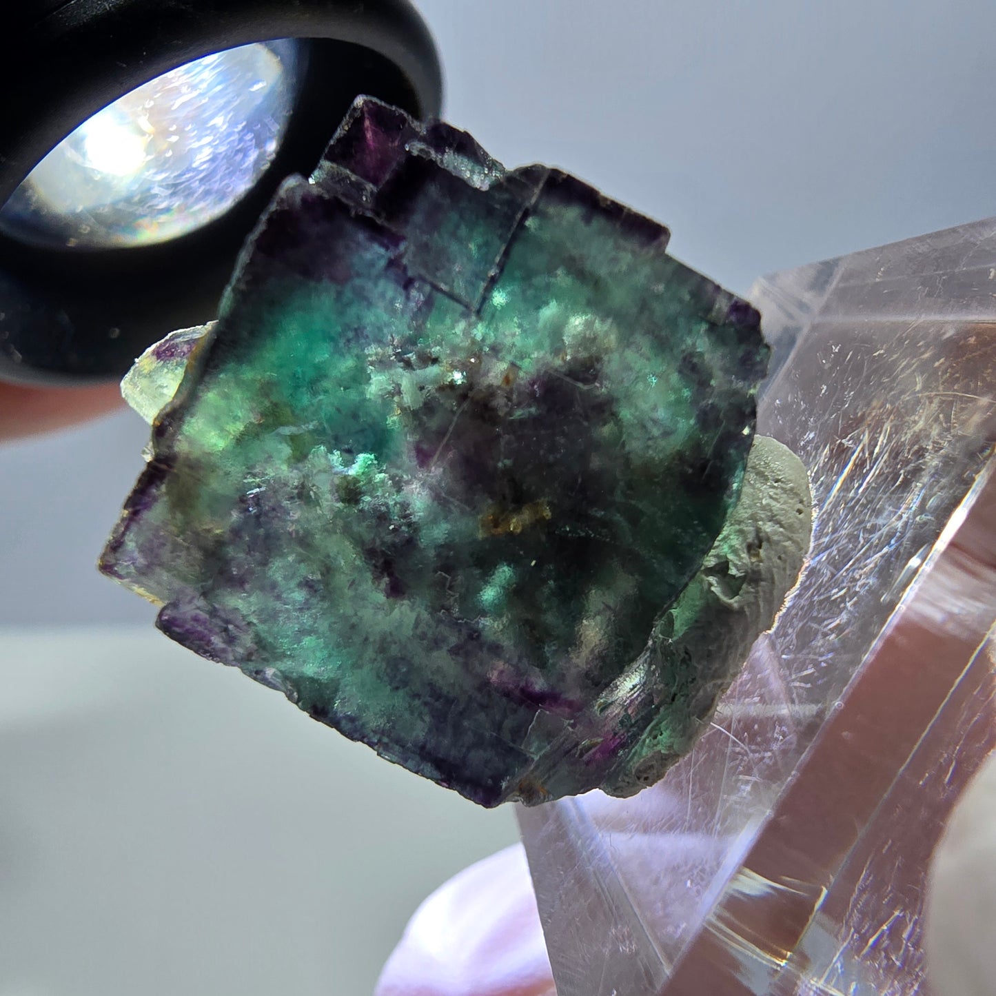 Phantom Fluorit Würfel Stufe, parkettiert, zonal Okorusu, Namibia 23*22*20mm