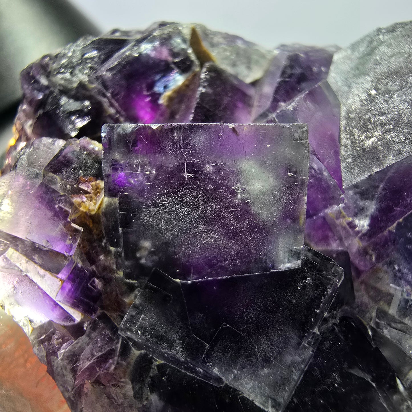 Seltene Phantom Fluorit Würfel Stufe, lila Okorusu, Namibia 48*39*16mm