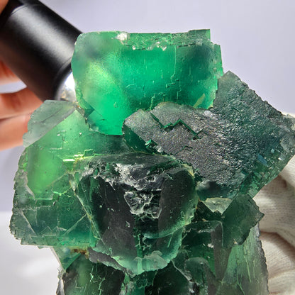 Große Phantom Fluorit Würfel Stufe parkettiert grün Okorusu Namibia 89*67*47mm