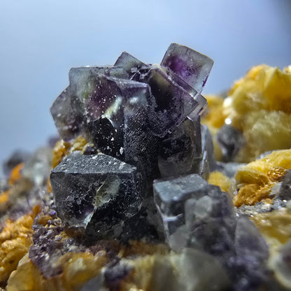 Bunte Phantom Fluorit, Schörl Turmalin, Muskovit Stufe Erongo Namibia 58*51*33mm