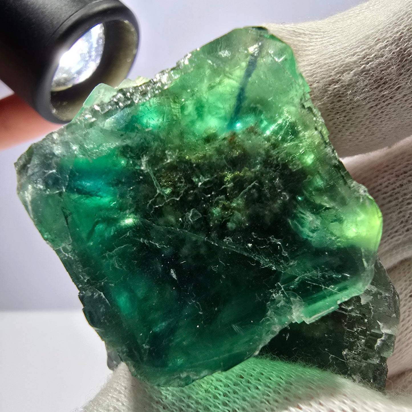 Seltene Phantom Fluorit Würfel Stufe parkettiert grün Okorusu Namibia 67*50*44mm