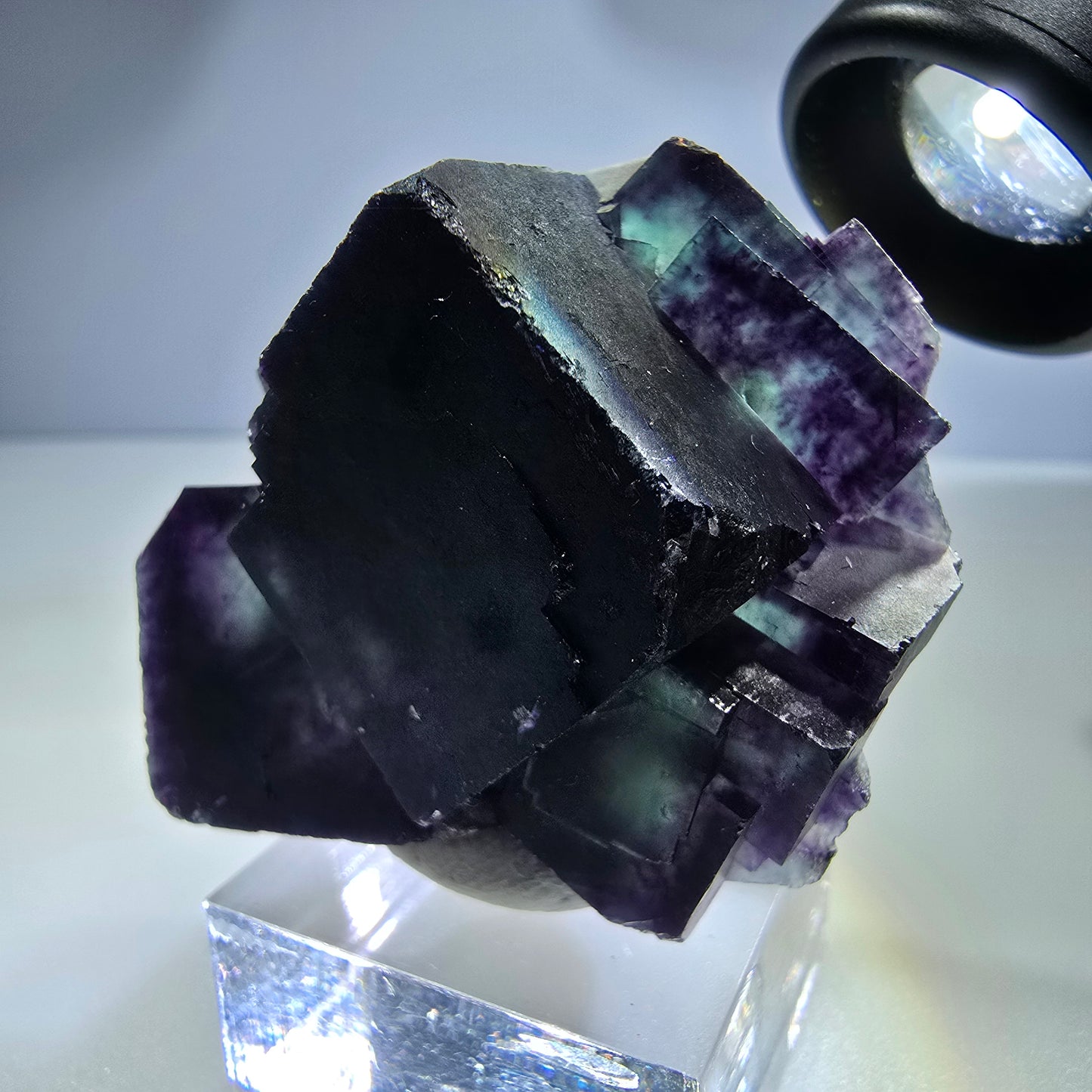 Seltene Phantom Fluorit Würfel Stufe zonal grün lila Okorusu, Namibia 51*46*28mm