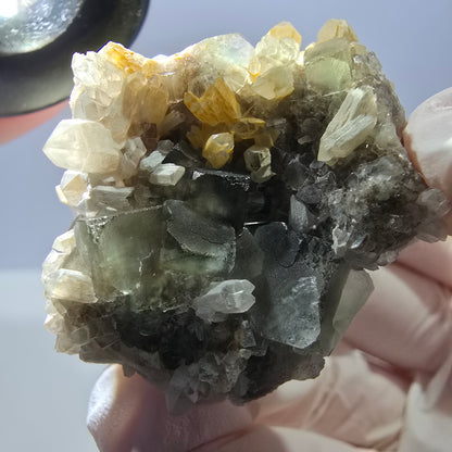 Rare cube de fluorite fantôme, spécimen de quartz vert Okorusu, Namibie, 43 x 34 x 29 mm 