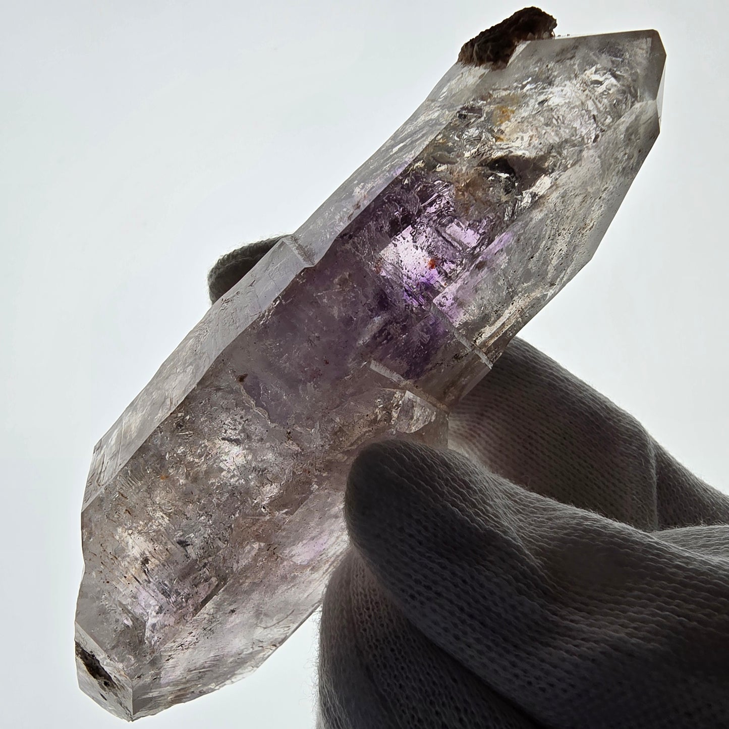 Sceptre d'améthyste squelette Enhydro DT UV Calcite 2x Bubble Valentine Pocket Namibie 106*35*26mm 